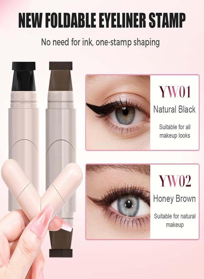 REATIFUL Rotating Eyeliner Stamp Pen,Foldable Winged Eyeliner Stamp,Wing eyeliner stamp,Smudge Proof & Waterpoof Eye Liner,Easy Eye Stencil Makeup Tool (2PCS-Black) - Image 4